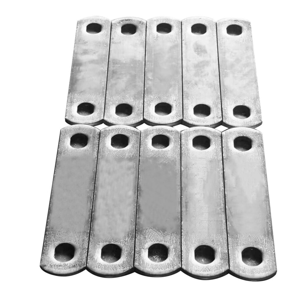 flat bar automotive components with punched holes and shaped edges