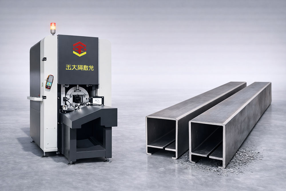 Laser tube cutting machine processing metal tubes in a modern manufacturing workshop