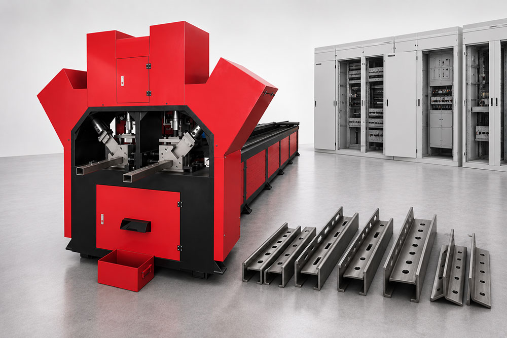 CNC punching and cutting machine for electrical cabinet frame manufacturing