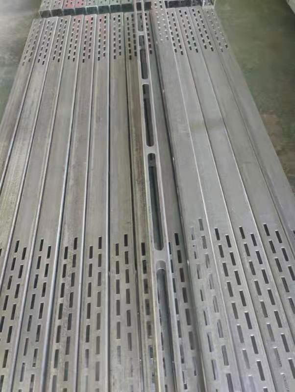 square tube components with slot holes and double row holes for construction systems